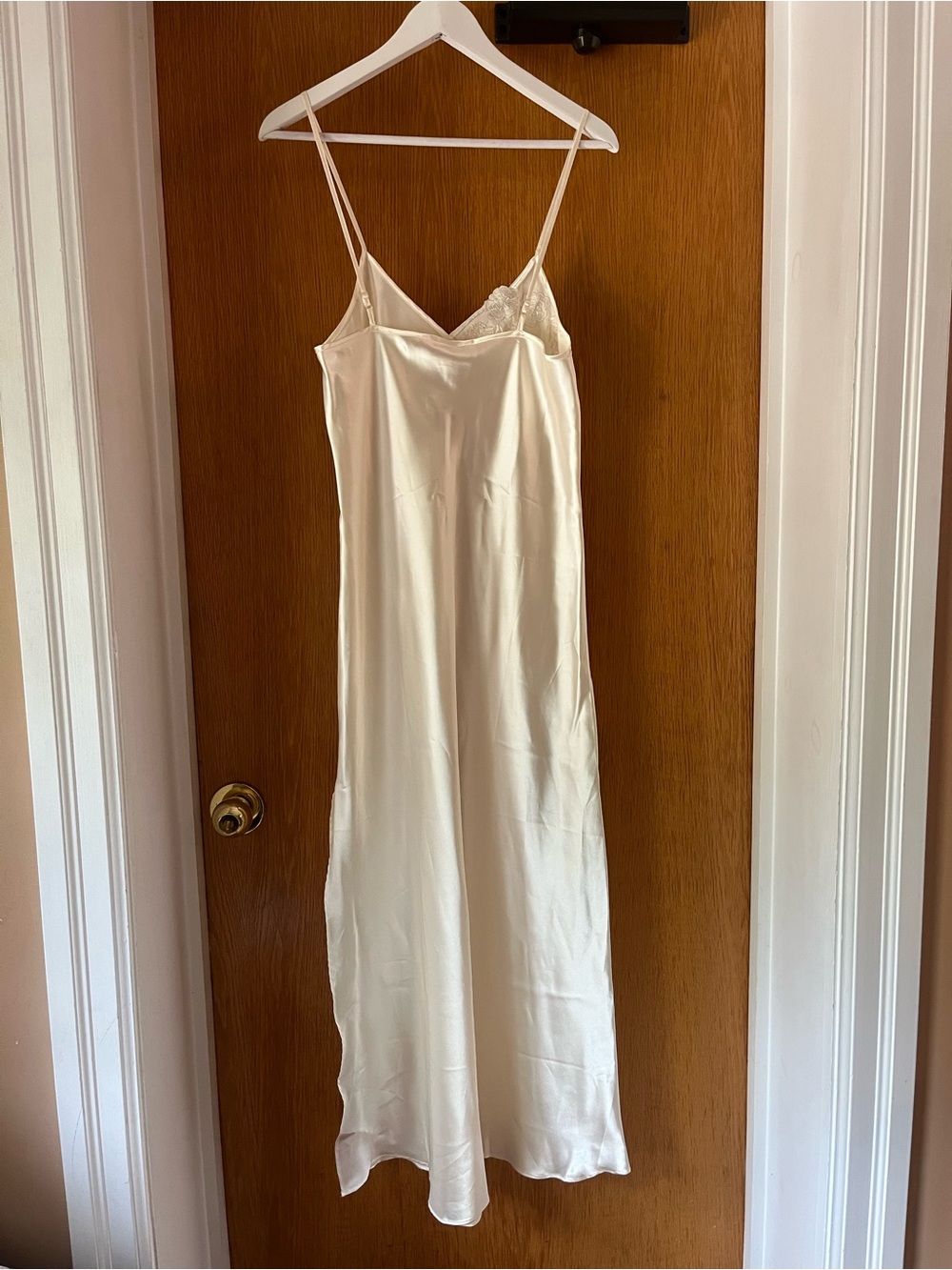 Silky Ivory Lace-Trim Slip Dress - Picture 6 of 10